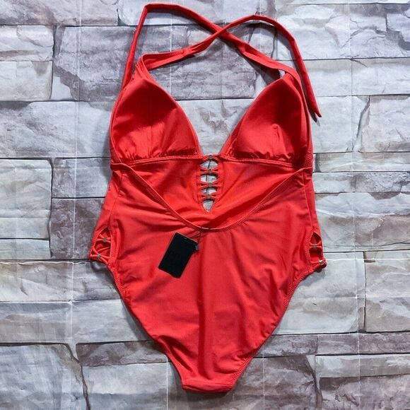 City Chic Womens Swimsuit sz 16 new nwt Tigerlilly Red Gidget OnePiece High Leg - Picture 7 of 12